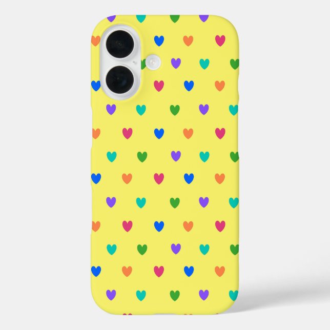 Rainbow polka hearts on yellow Case-Mate iPhone case (Back)