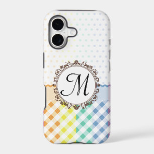 Rainbow Polkadots Checks and Stripes with Monogram