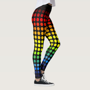 Rainbow Polkadots on Black Leggings
