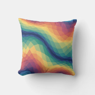 Rainbow Polygon Wave Seamless Pattern -  Cushion
