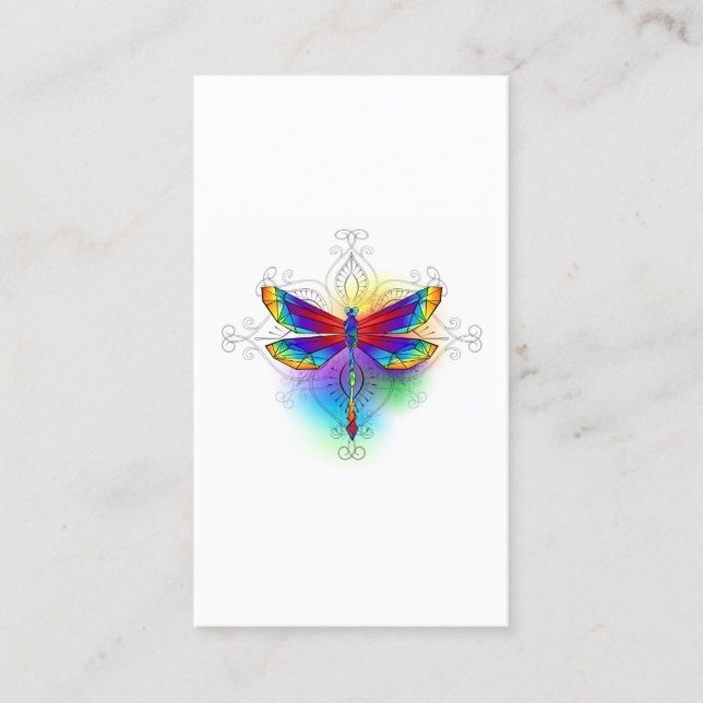 Rainbow Polygonal Dragonfly Appointment Card (Front)