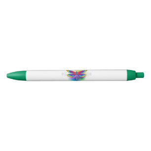 Rainbow Polygonal Dragonfly Black Ink Pen