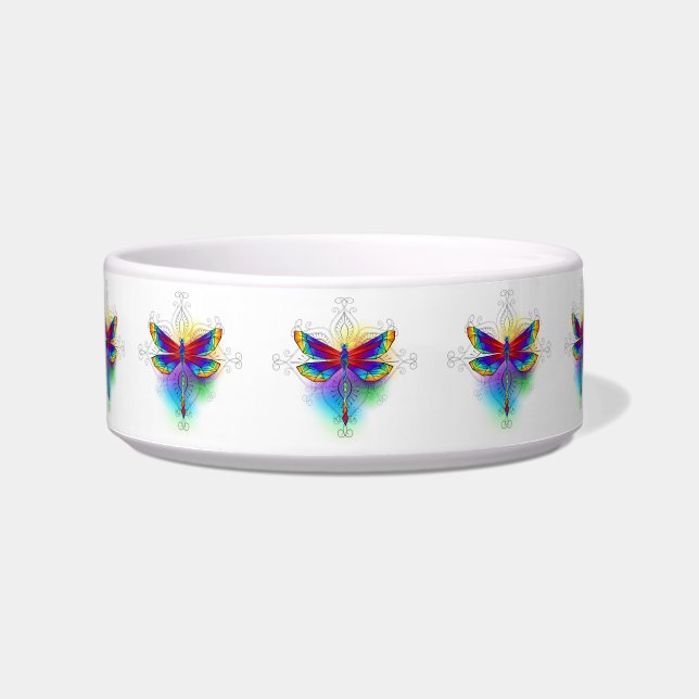 Rainbow Polygonal Dragonfly Bowl (Front)