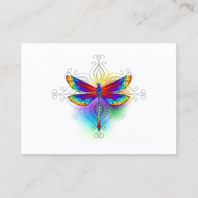 Rainbow Polygonal Dragonfly Calling Card (Front)