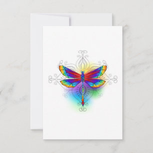 Rainbow Polygonal Dragonfly Card