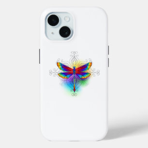 Rainbow Polygonal Dragonfly iPhone 15 Case