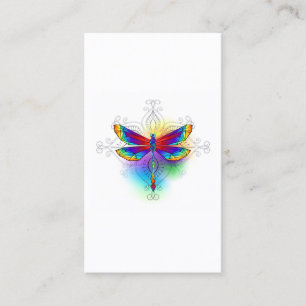 Rainbow Polygonal Dragonfly Discount Card