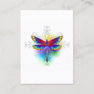 Rainbow Polygonal Dragonfly Discount Card