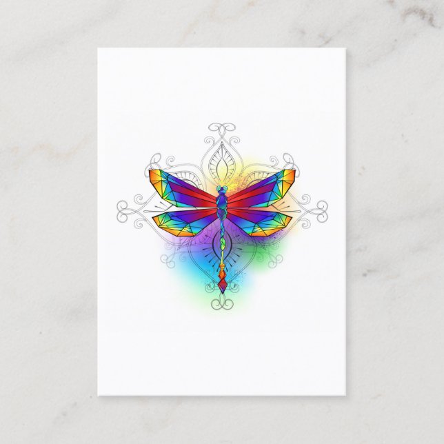 Rainbow Polygonal Dragonfly Discount Card (Front)