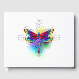 Rainbow Polygonal Dragonfly Guest Book