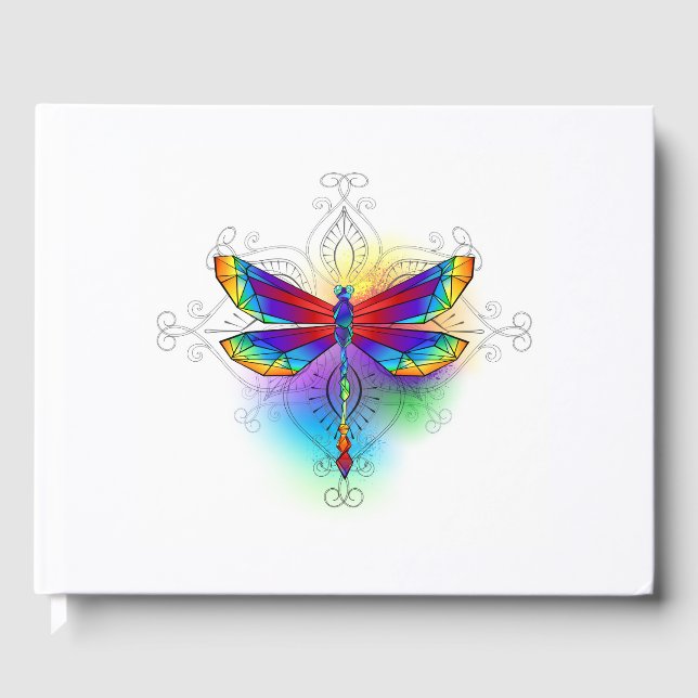 Rainbow Polygonal Dragonfly Guest Book (Front)