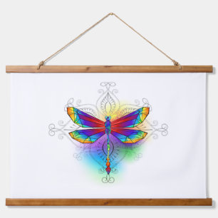 Rainbow Polygonal Dragonfly Hanging Tapestry
