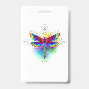 Rainbow Polygonal Dragonfly ID Badge