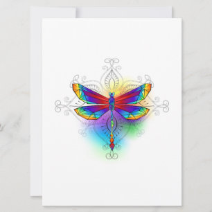 Rainbow Polygonal Dragonfly Invitation