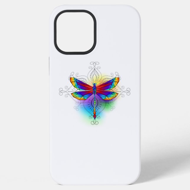 Rainbow Polygonal Dragonfly iPhone Case (Back)