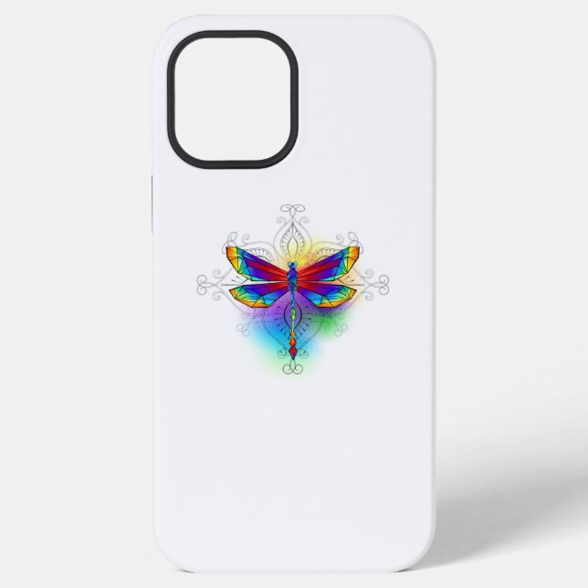 Rainbow Polygonal Dragonfly iPhone Case (Back)