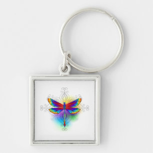 Rainbow Polygonal Dragonfly Key Ring