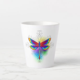 Rainbow Polygonal Dragonfly Latte Mug