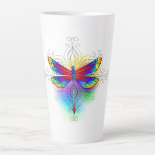 Rainbow Polygonal Dragonfly Latte Mug