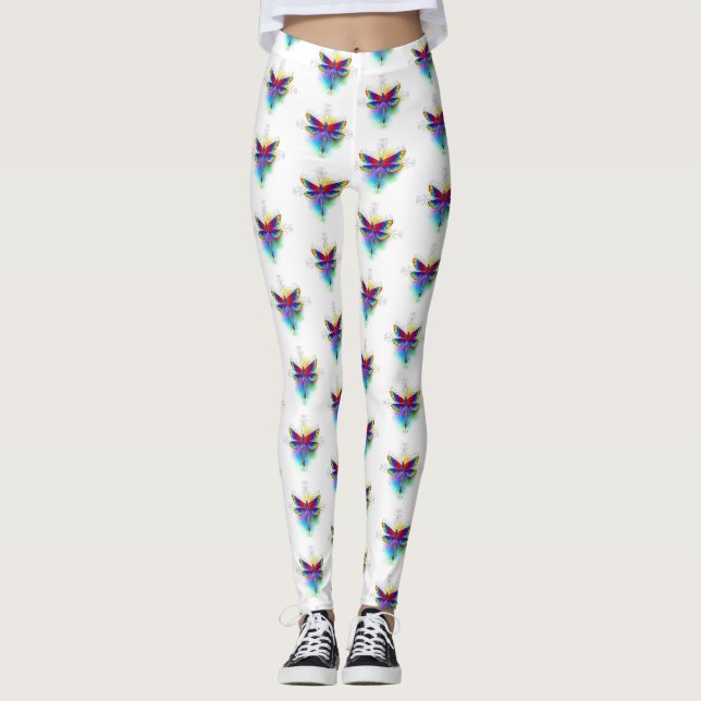 Rainbow Polygonal Dragonfly Leggings (Front)