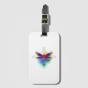 Rainbow Polygonal Dragonfly Luggage Tag
