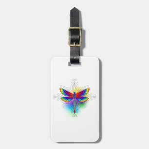 Rainbow Polygonal Dragonfly Luggage Tag