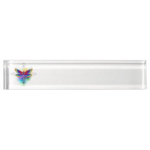 Rainbow Polygonal Dragonfly Nameplate