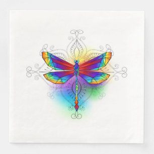 Rainbow Polygonal Dragonfly Napkin
