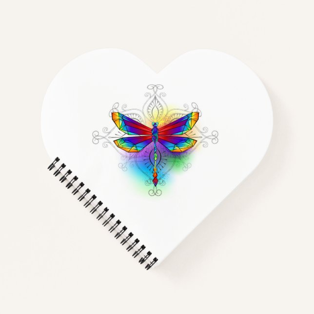 Rainbow Polygonal Dragonfly Notebook (Front)