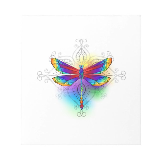 Rainbow Polygonal Dragonfly Notepad (Front)