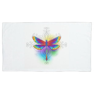 Rainbow Polygonal Dragonfly Pillowcase