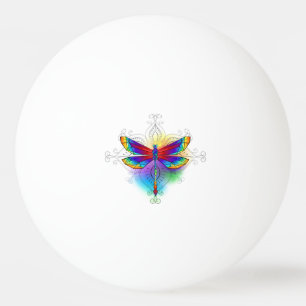 Rainbow Polygonal Dragonfly Ping Pong Ball