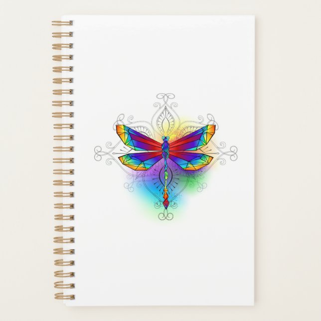 Rainbow Polygonal Dragonfly Planner (Front)