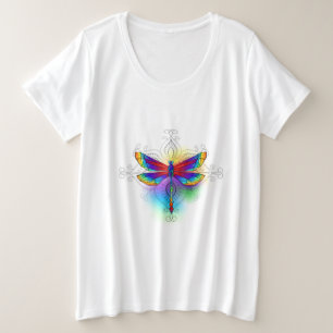 Rainbow Polygonal Dragonfly Plus Size T-Shirt