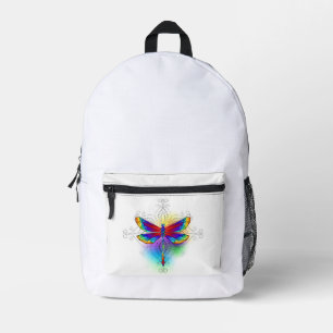 Rainbow Polygonal Dragonfly Printed Backpack