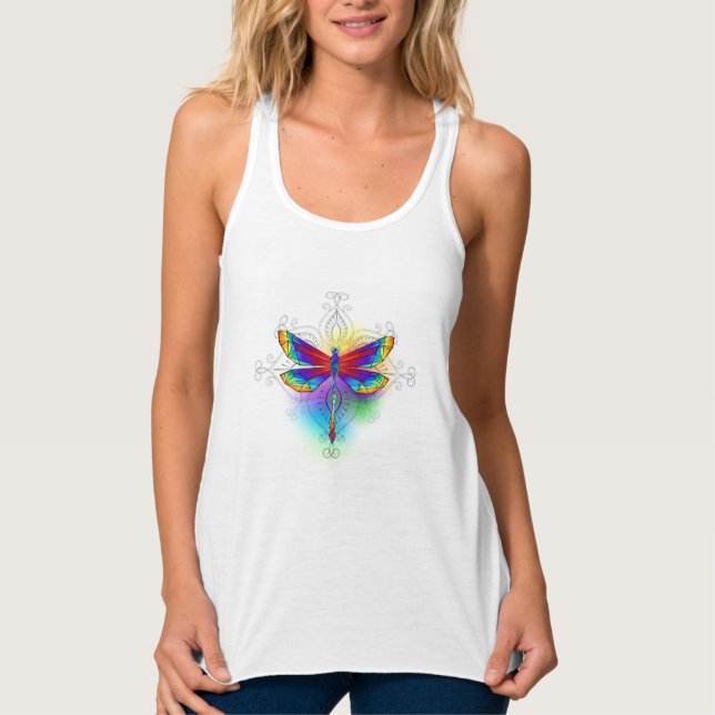 Rainbow Polygonal Dragonfly Singlet (Front)