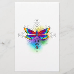 Rainbow Polygonal Dragonfly Stationery