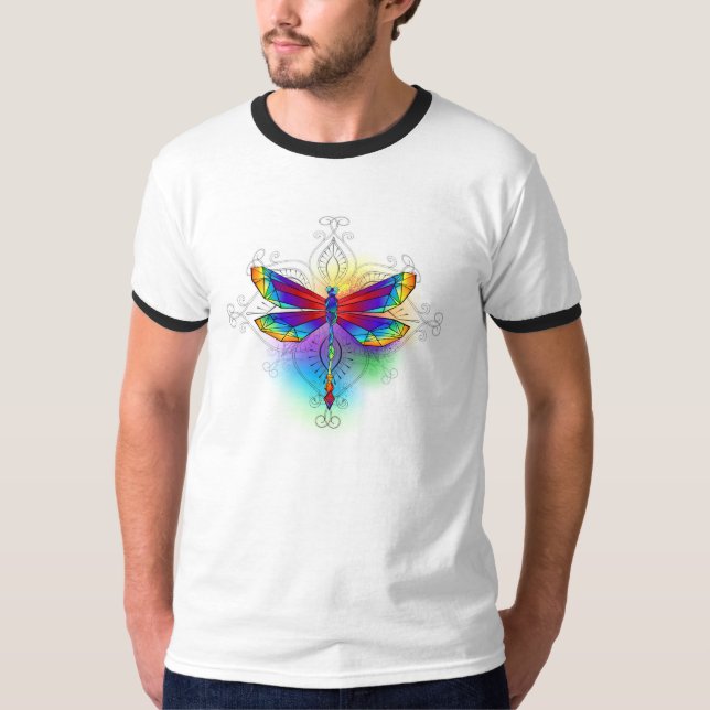 Rainbow Polygonal Dragonfly T-Shirt (Front)