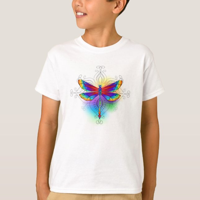 Rainbow Polygonal Dragonfly T-Shirt (Front)