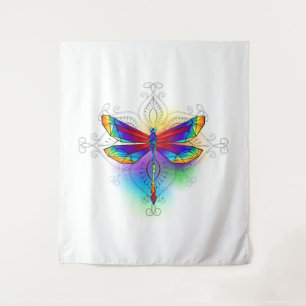 Rainbow Polygonal Dragonfly Tapestry