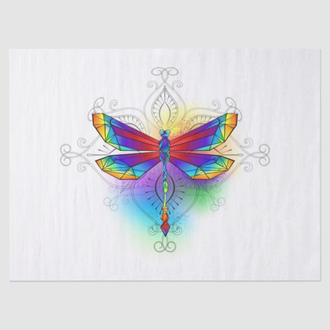 Rainbow Polygonal Dragonfly Tissue Paper (Front)