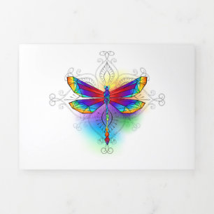 Rainbow Polygonal Dragonfly Tri-Fold Announcement
