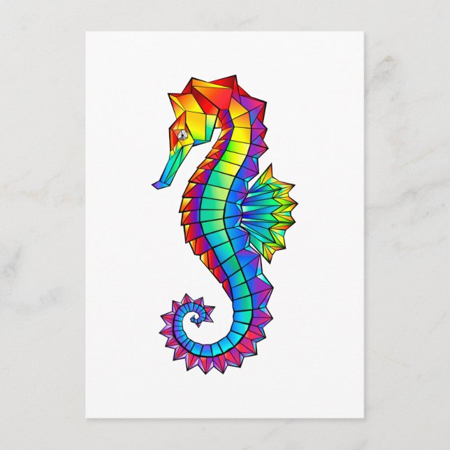 Rainbow Polygonal Seahorse Advice Card (Front)