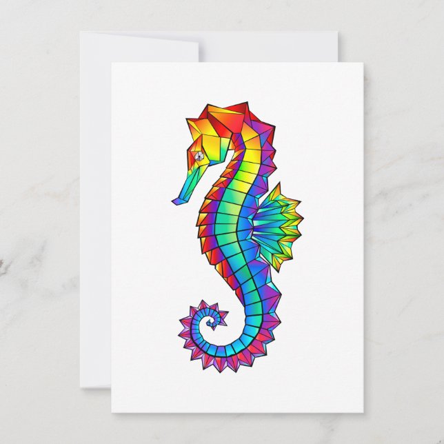 Rainbow Polygonal Seahorse Announcement (Front)