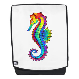 Rainbow Polygonal Seahorse Backpack