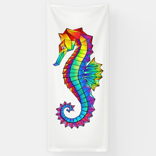 Rainbow Polygonal Seahorse Banner (Vertical)