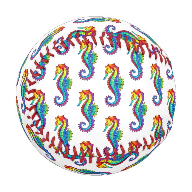 Rainbow Polygonal Seahorse Baseball (Front Left)