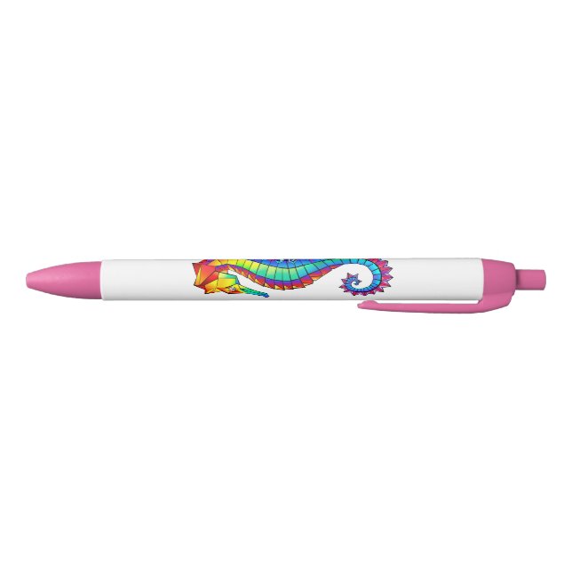 Rainbow Polygonal Seahorse Black Ink Pen (Bottom)