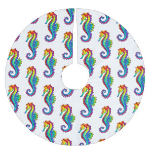 Rainbow Polygonal Seahorse Brushed Polyester Tree Skirt