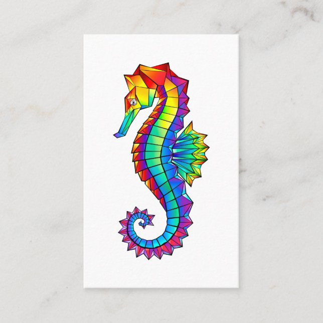 Rainbow Polygonal Seahorse Business Card (Front)
